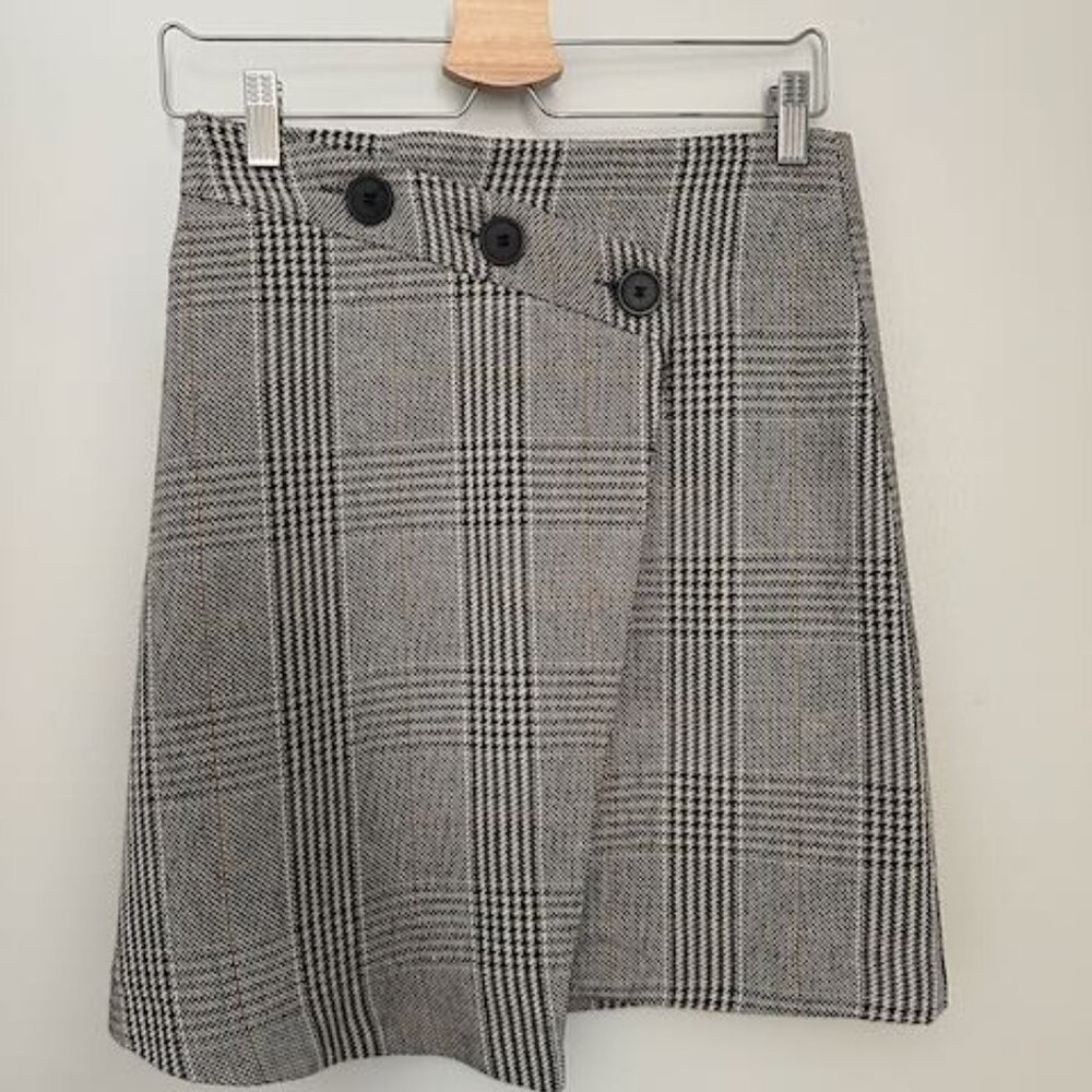 KOTON Asymmetric Plaid Skirt